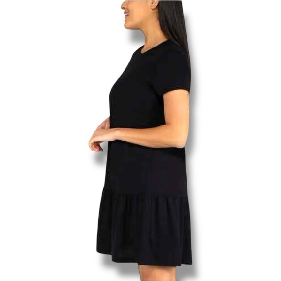 Casual Navy Blue A-Line Tiered Short Sleeve Mini Dress with Crew Neck - Picture 3 of 16